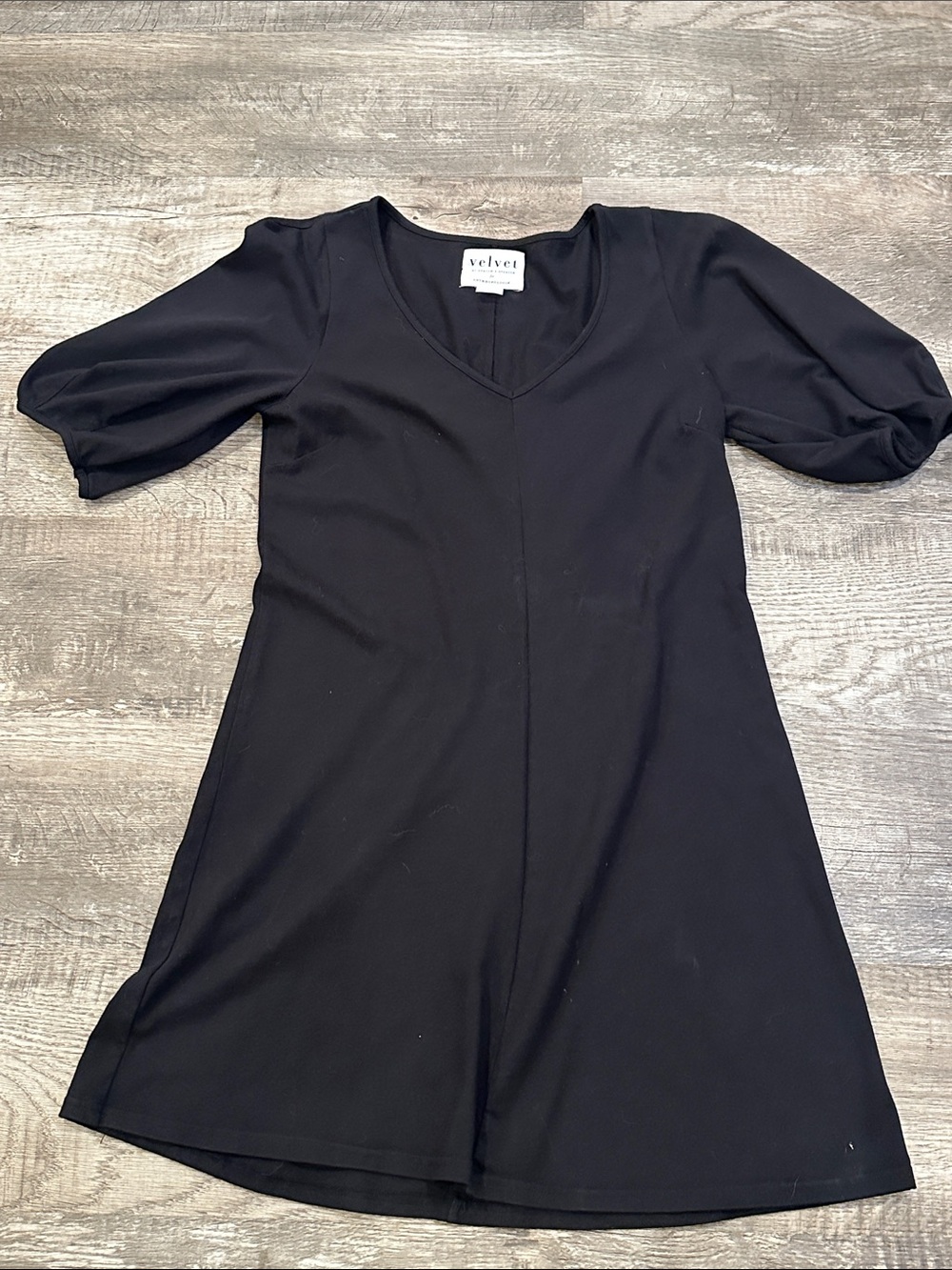 Velvet by Graham & Spencer Black V-Neck A-Line‎ Mini Dress Medium